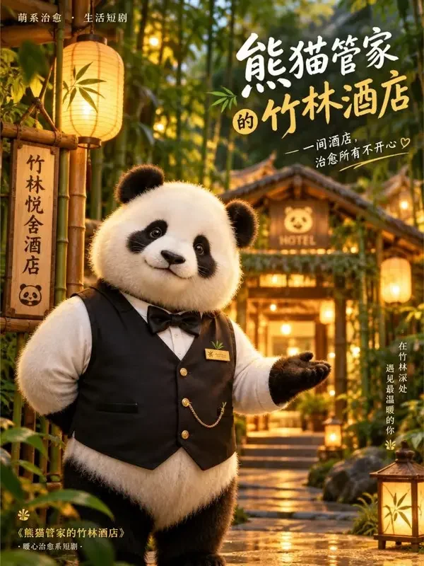 熊猫管家的竹林酒店 短剧封面 熊猫管家的竹林酒店 封面